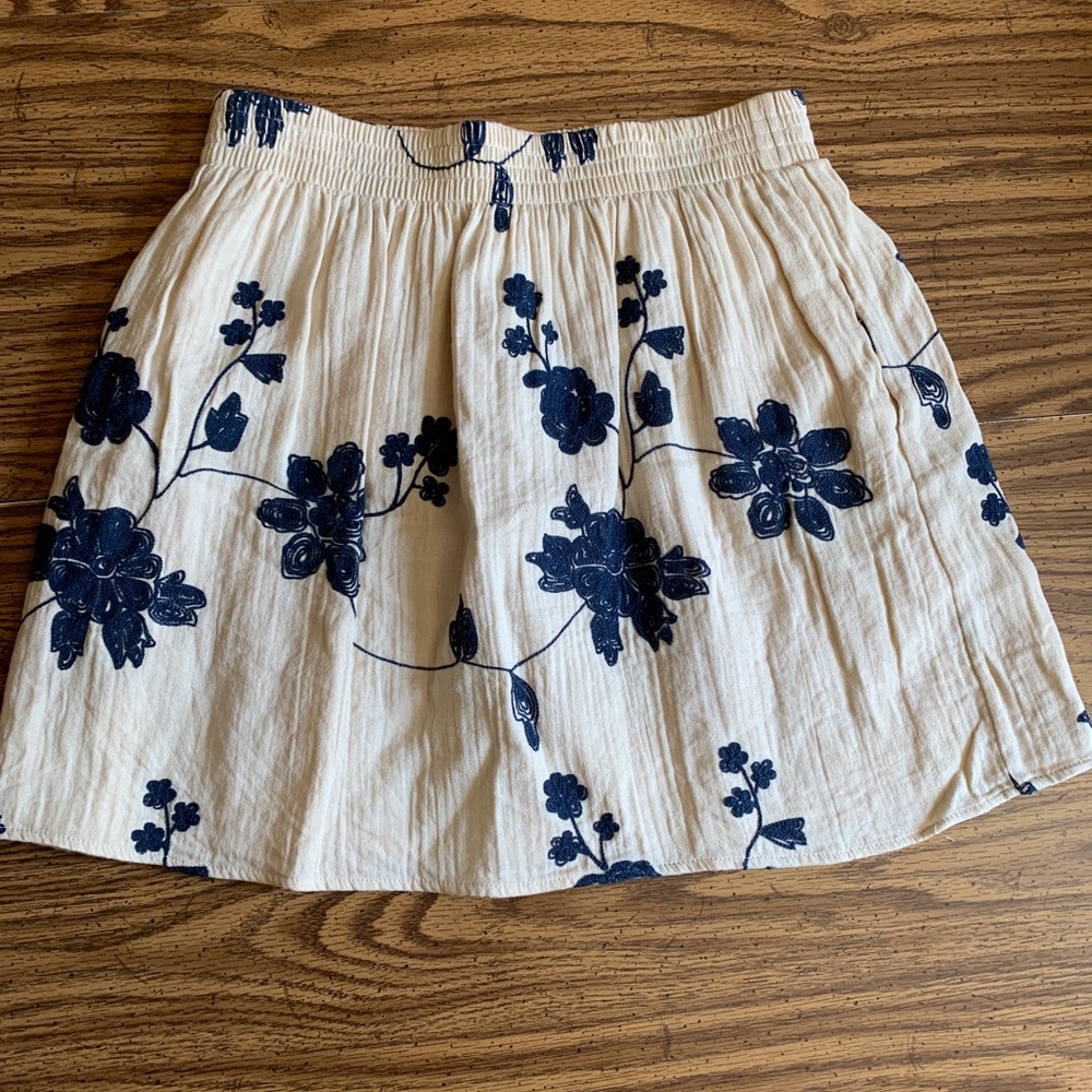 Francescas Blue Floral Embroidered Skirt